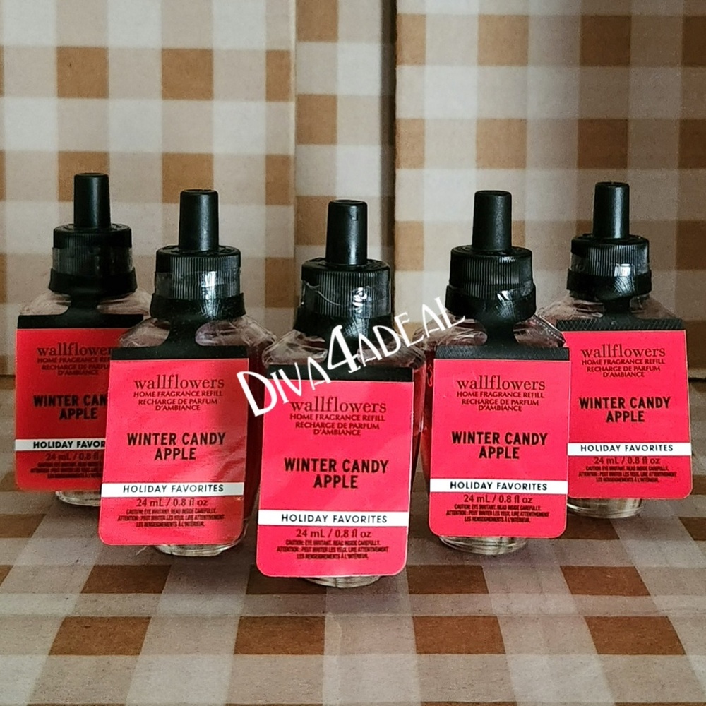 5X Bath & Body Works WINTER CANDY APPLE Wallflower Refill Bundle
